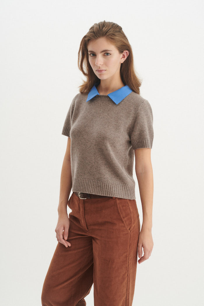 Basic Apparel Liz SS W. Collar Sweaters 833 Portobella